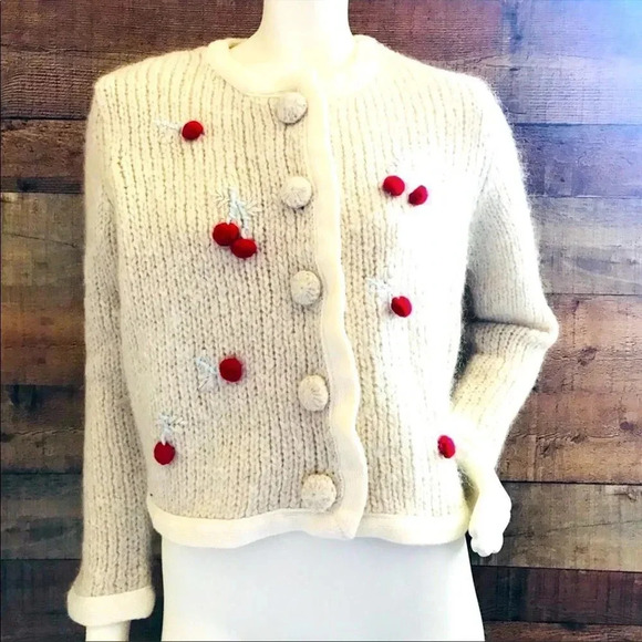 NWOT RARE Sleeping On Snow Anthropologie Cherries Cardigan - Picture 2 of 8